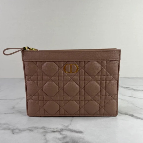 Caro Blush Supple Cannage Calfskin zipped pouch shoulder/crossbody bag - Picture 4 of 6